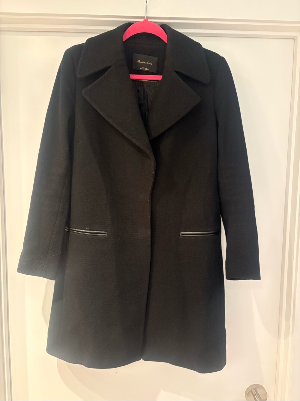 Massimo Dutti Black Single-Breasted Pea Coat